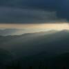 View from Clingman's Dome located on state lines of N. Carolina & Tennessee in the Great Smoky Mountains National Park.  According to the Cherokee story of the Magic Lake, it is one of the locations where bears would come to hibernate for the winter.